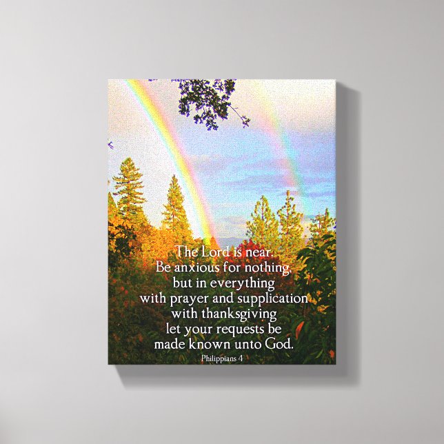Christian Bible Verse Scripture Rainbow Canvastryck (Framsida)