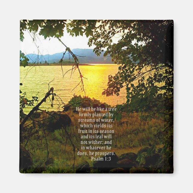 Christian Bible Verse Sjö Landscape Creationart Magnet (Framsidan)