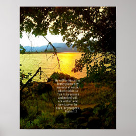 Christian Bible Verse Sjö Landscape Creationart Poster