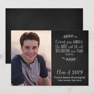 Christian Bible Verse Studenten Chalkboard Photo Inbjudningar