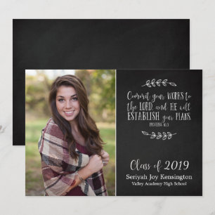 Christian Bible Verse Studenten Chalkboard Photo Inbjudningar