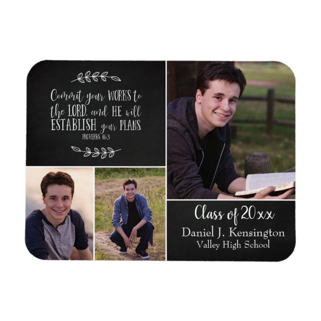Christian Bible Verse Studenten Photo Collage Magnet (Horisontell)