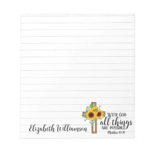 Christian Bible Verse Sunblommblommor Kor Namn Lin Anteckningsblock