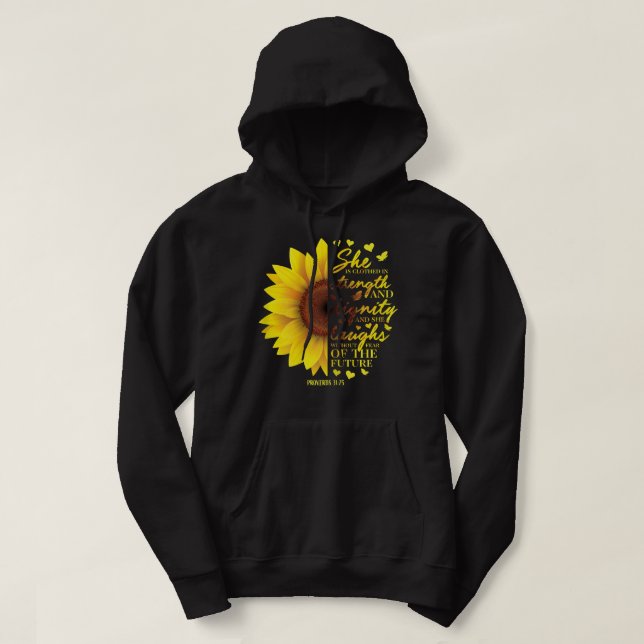 Christian Bible Verse SunblommScripture Religiou Hoodie (Design framsida)