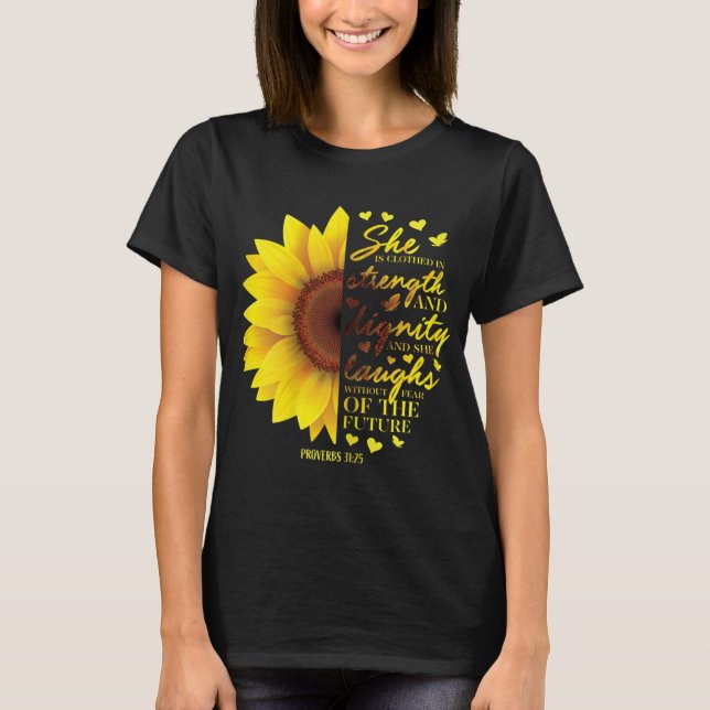 Christian Bible Verse SunblommScripture Religiou T Shirt (Framsida)