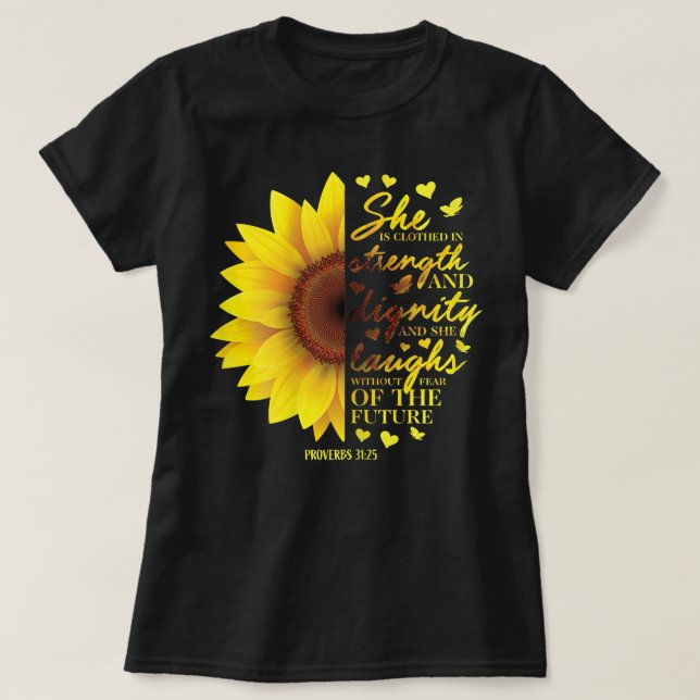 Christian Bible Verse SunblommScripture Religiou T Shirt (Design framsida)