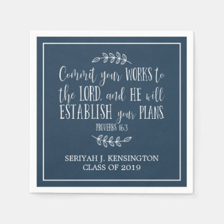 Christian Bible Verse Typography Blue Studenten Pappersservett