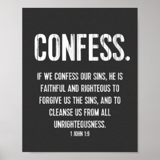 Christian Bible Verse Typography Print, 1 John 1:9 Poster