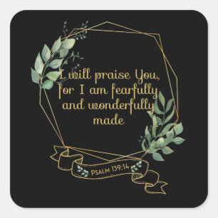 Christian Bible Verse Typography Quote Fyrkantigt Klistermärke