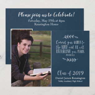 Christian Bible Verse Typography Studenten Photo Inbjudningar