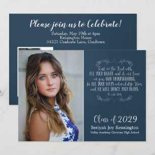 Christian Bible Verse Typography Studenten Photo Inbjudningar