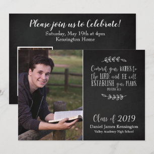 Christian Bible Verse Typography Studenten Photo Inbjudningar