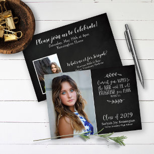 Christian Bible Verse Typography Studenten Photo Inbjudningar