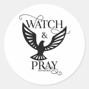 Christian Bible Verse Watch and Pray Runt Klistermärke
