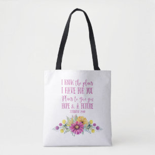 Christian Bible Verse Watercolor Blommigt Tygkasse