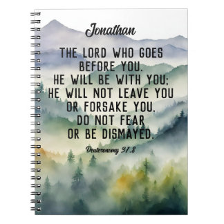 Christian Bible Verse Watercolor Mountains Namn Anteckningsbok