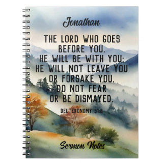 Christian Bible Verse Watercolor Mountains Namn Anteckningsbok