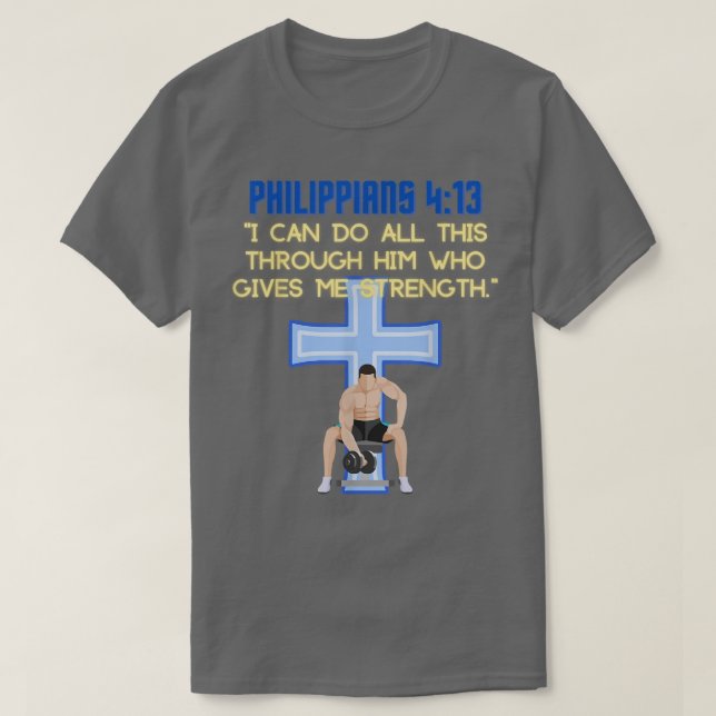 Christian Bible Verse Workout Gym Gear Eercise Top T Shirt (Design framsida)