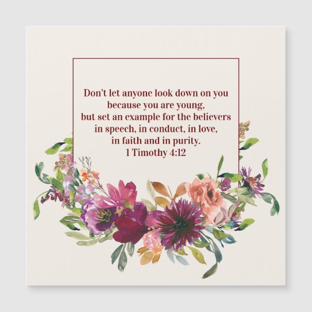 Christian Bible Verse Youth Burgundy Blommigt (Framsida)
