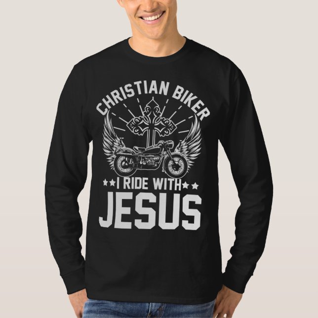 Christian Biker I motorcykel Älskare Ride med Jesu T Shirt (Framsida)