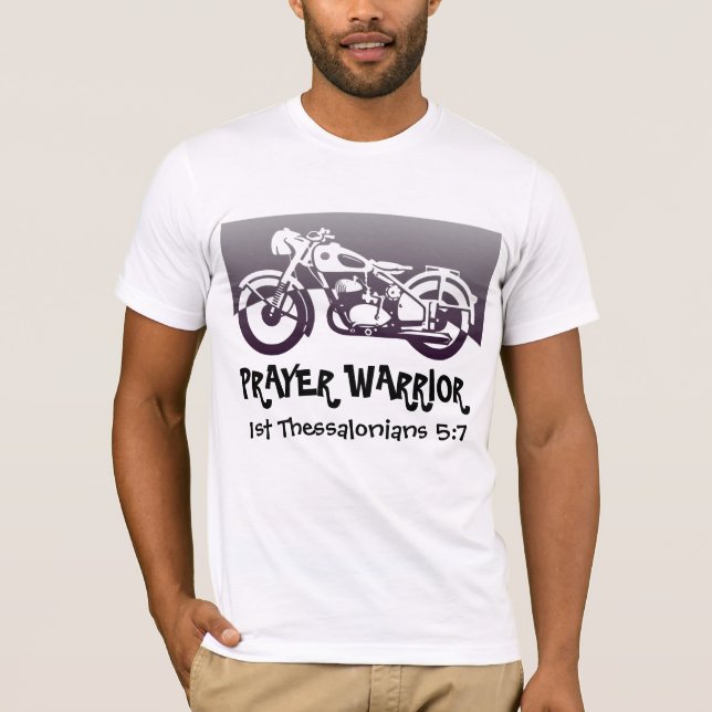 Christian Biker T-shirts, Prayer Warrior T-Shirt (Framsida)