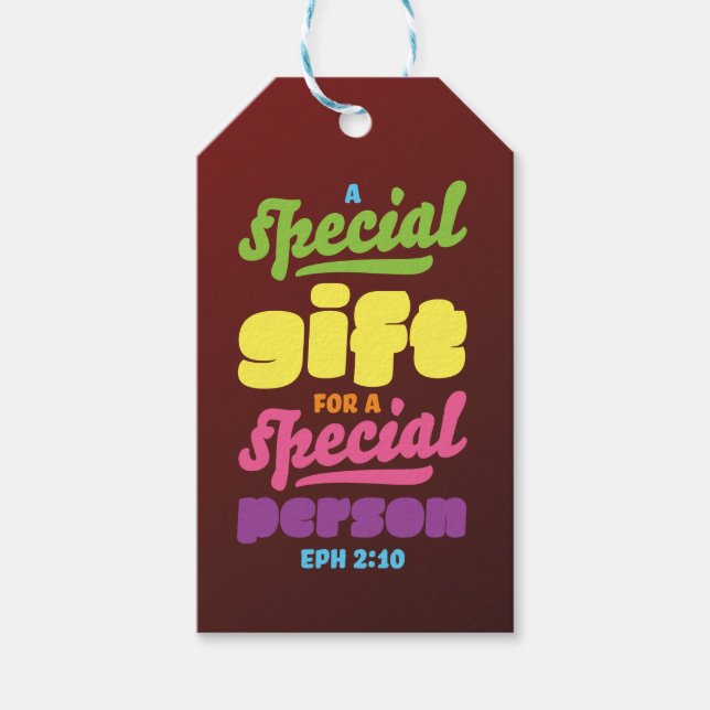 Christian Birthday Baptism Tack Scripture Presentetikett (Framsidan)