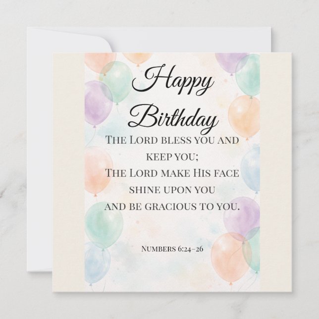 Christian Birthday Flat Card – Numbers 6:24–26 Julkort (Framsida)