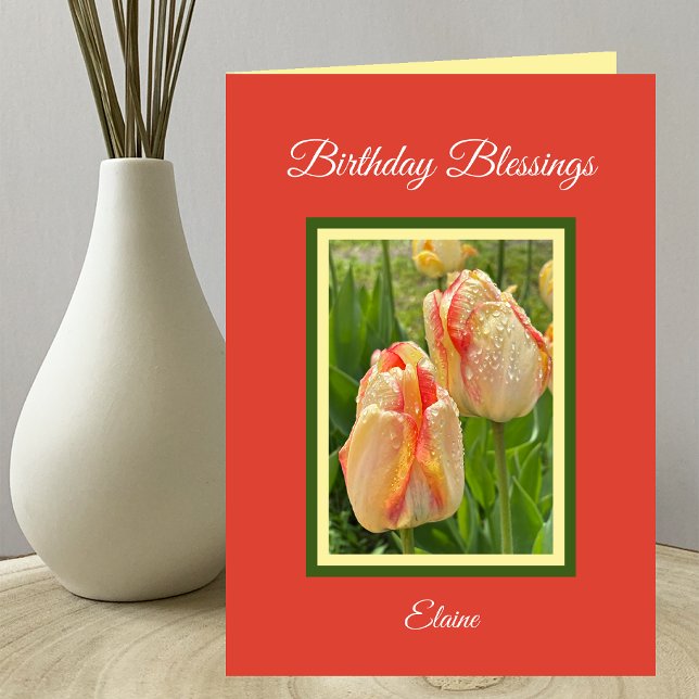 Christian Birthday Gult Tulips Card Kort (Skapare uppladdad)