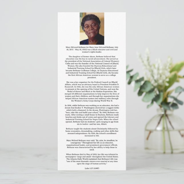 Christian Black History Card (Stående Fram)