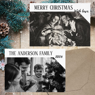 Christian Black & White Family Photo jul Julkort