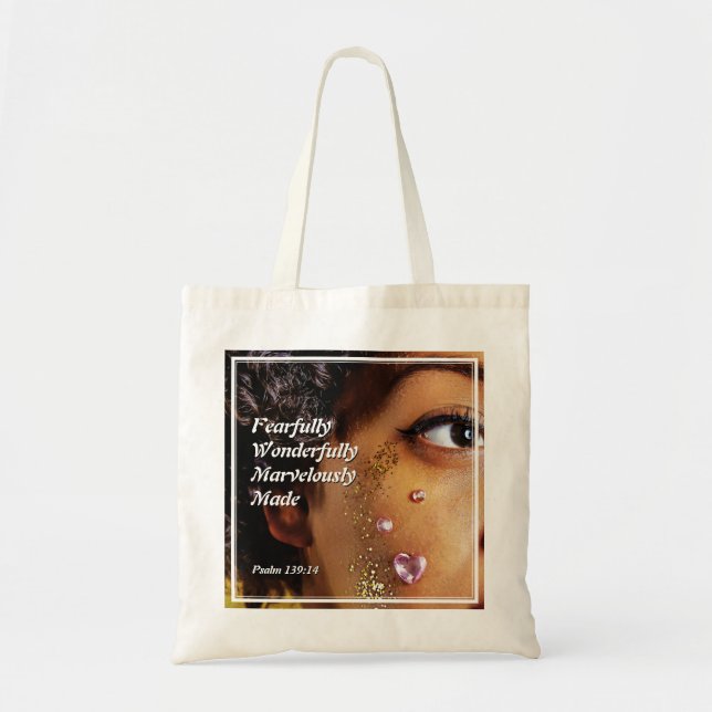 Christian Black Woman FEARFULLY WONDERFULLY MADE Tygkasse (Framsidan)