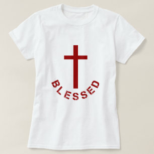 Christian Blad Red Kor och Text Design T Shirt