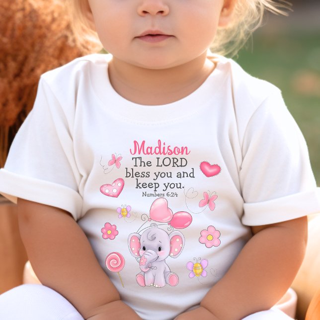 Christian Blating Scripture Cute Rosa Elephant T Shirt (Skapare uppladdad)