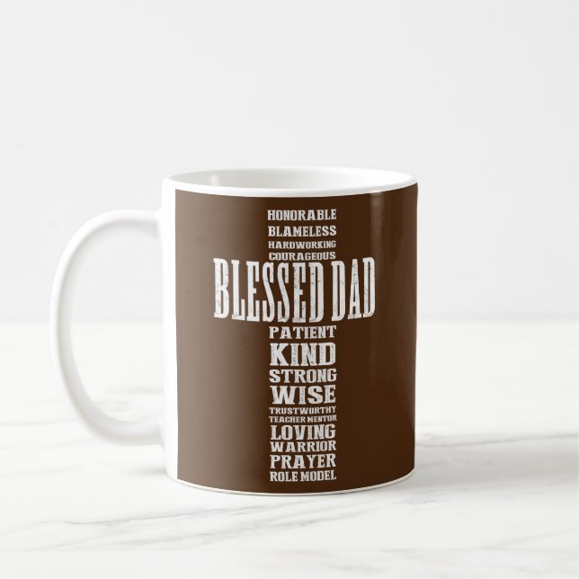 Christian Blessed Dad Cross Fathers Day Prayer Kaffemugg (Vänster)