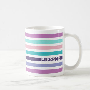 Christian BLESSED Modern Pastel Stripe Kaffemugg