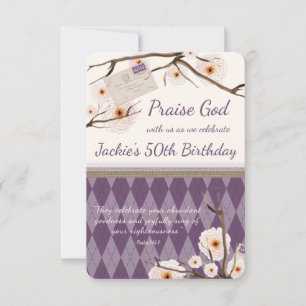 Christian Blommigt Birthday Scripture Inbjudningar