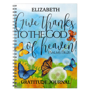 Christian Blommigt Ge Tack Gratitude Bible Verse Anteckningsbok