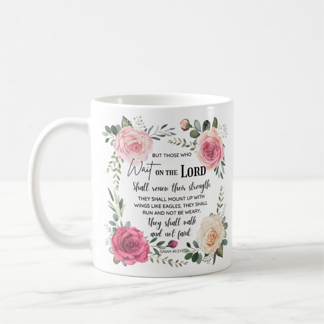 Christian Blommigt Isaiah 40:31 Kaffemugg (Vänster)