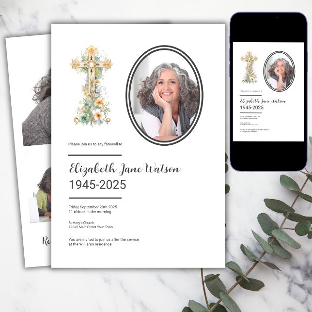 Christian Blommigt Kor Funeral Photo Inbjudningar (Skapare uppladdad)
