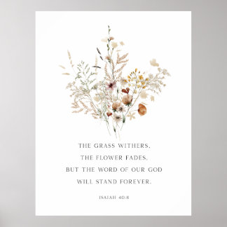 Christian Blommigt Wall Art Isaiah 40:8 Poster