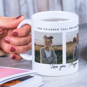 Christian Blsed Mamma Gift Photo Collage Minimal Kaffemugg