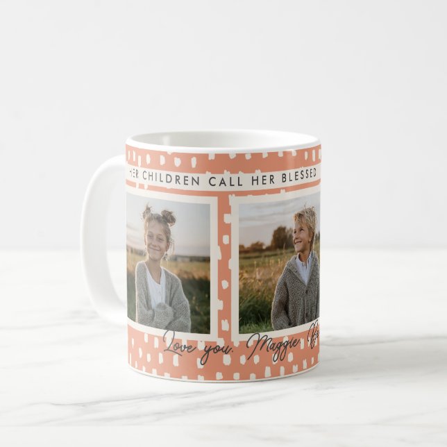 Christian Blsed Mamma Photo Collage Keepsaké Peach Kaffemugg (Framsida vänster)