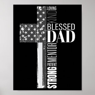 Christian Blsed Pappa American Flagga Religiösa Fa Poster