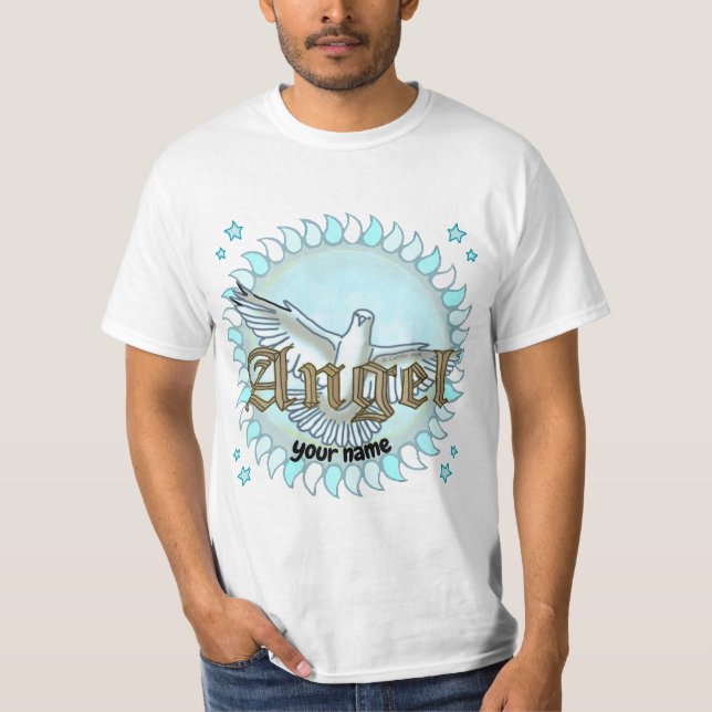 Christian Blue Angel Dove T Shirt (Framsida)
