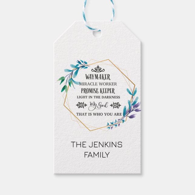 Christian Blue Blommigt Wandeans Presentetikett (Framsidan)