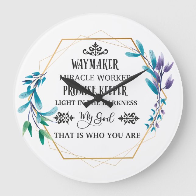 Christian Blue Blommigt Wandeans Stor Klocka (Framsida)