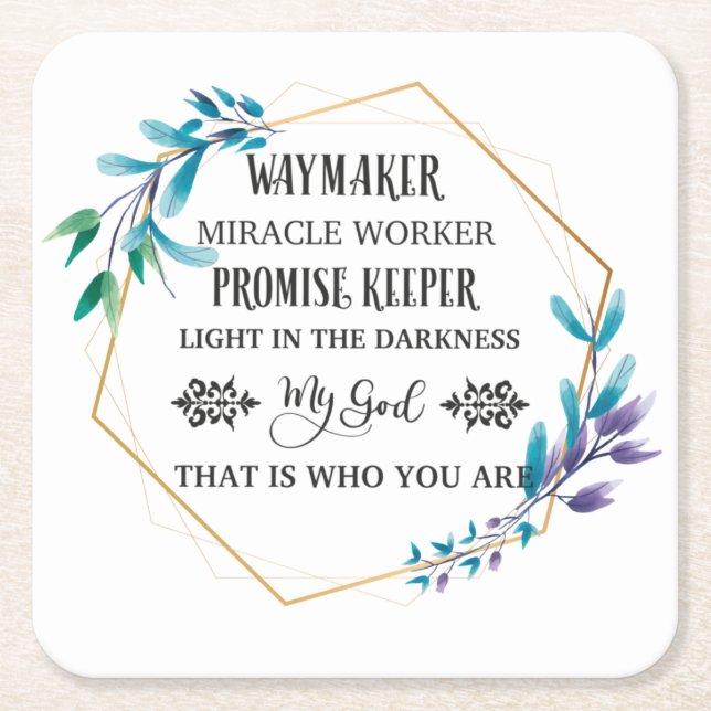 Christian Blue Blommigt Wandeans Underlägg Papper Kvadrat (Framsidan)