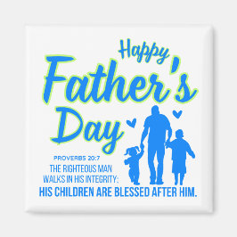 Christian Blue Lycklig Fars dag Proverbs 20:7 Magnet