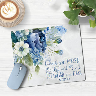 Christian Blue Marble Blommigt Marble Bible Verse Musmatta