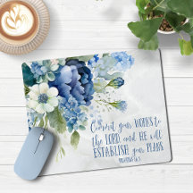 Christian Blue Marble Blommigt Marble Bible Verse